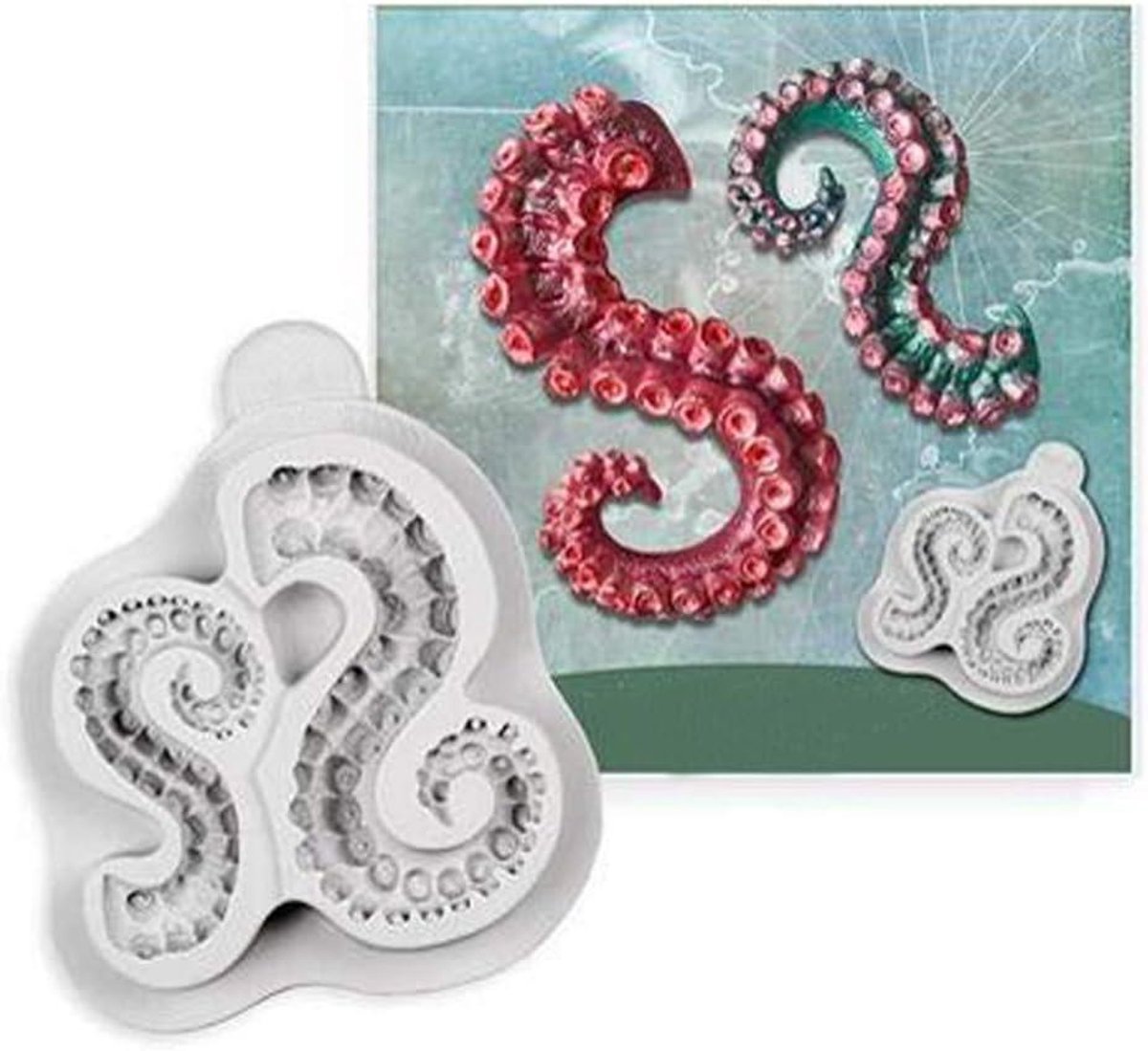 Zeynomax - Fondant taart decoreren gereedschap met octopus- en tentakelvorm | Silicone vormen voor sugarcraft en chocolade bakken | Cake gumpavorm | Taart decoratiegereedschap